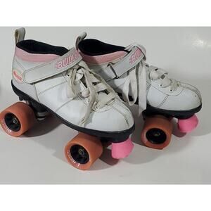 Vintage Bullet Roller Skates Size 6/37 Pink White Hook Loop Closure 2011